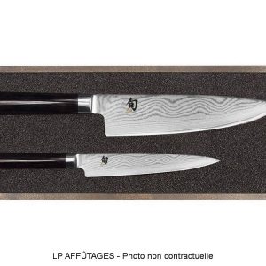 SET 2 COUTEAUX KAI SHUN DAMAS INOX EN COFFRET BOIS