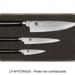 SET 3 COUTEAUX KAI SHUN DAMAS INOX EN COFFRET BOIS DMS 3000